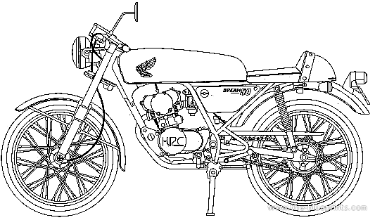 Мотоцикл Honda Dream 50 Custom (1997) - чертежи, габариты, рисунки
