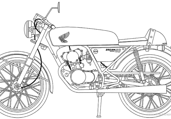 Мотоцикл Honda Dream 50 Special Edition (1998) - чертежи, габариты, рисунки