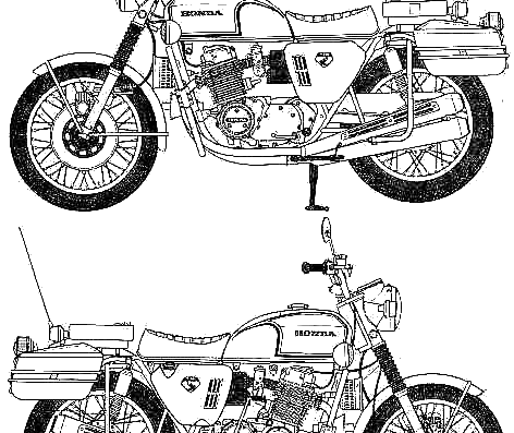Мотоцикл Honda Dream CB750 Four Police - чертежи, габариты, рисунки
