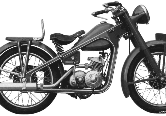 Мотоцикл Honda Dream Type D (1950) - чертежи, габариты, рисунки