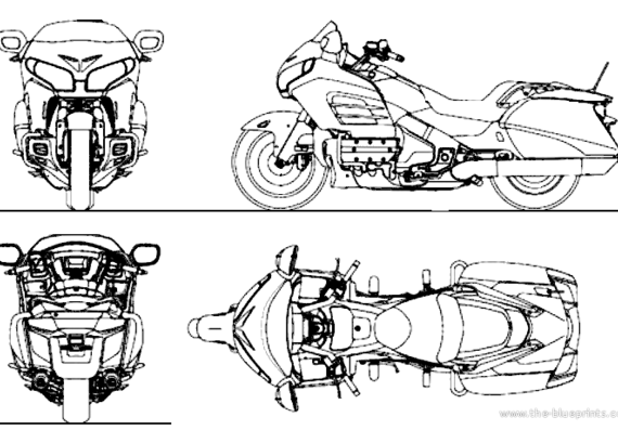 Мотоцикл Honda F6B (2014) - чертежи, габариты, рисунки