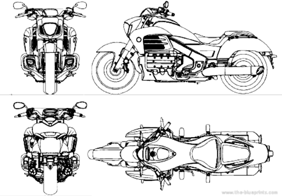 Мотоцикл Honda F6C (2014) - чертежи, габариты, рисунки