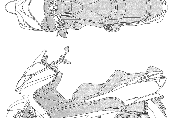 Мотоцикл Honda Forza (2004) - чертежи, габариты, рисунки