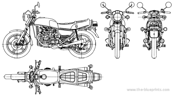 Мотоцикл Honda GL500 Wing (1977) - чертежи, габариты, рисунки