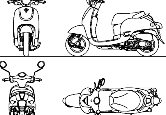 Мотоцикл Honda Giorno (2014) - чертежи, габариты, рисунки