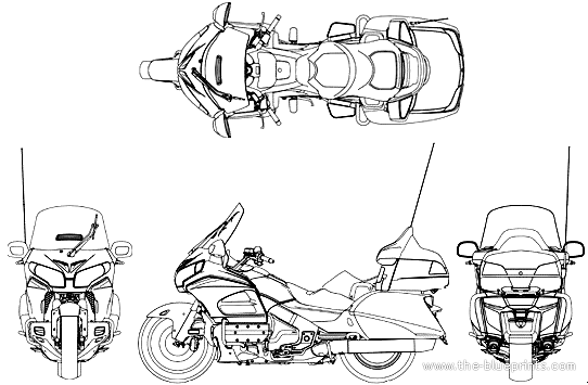 Мотоцикл Honda Goldwing 1800 (2013) - чертежи, габариты, рисунки