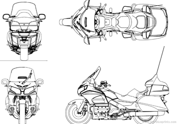 Honda Goldwing motorcycle (2014) - drawings, dimensions, pictures