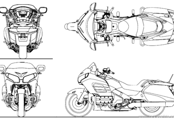 Honda Goldwing F6B motorcycle (2014) - drawings, dimensions, pictures