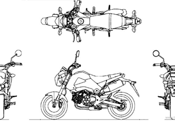 Мотоцикл Honda Grom (2014) - чертежи, габариты, рисунки