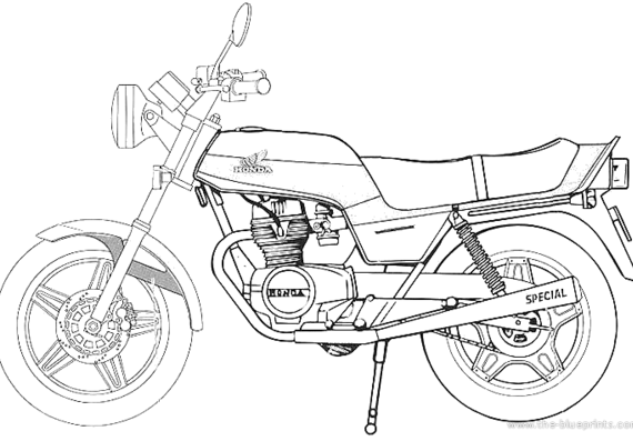 Мотоцикл Honda Hawk III CB400R (1981) - чертежи, габариты, рисунки