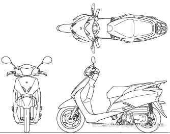 Мотоцикл Honda Lead 100 (2010) - чертежи, габариты, рисунки