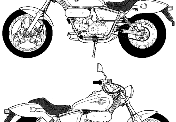 Мотоцикл Honda Magna 50 (1995) - чертежи, габариты, рисунки