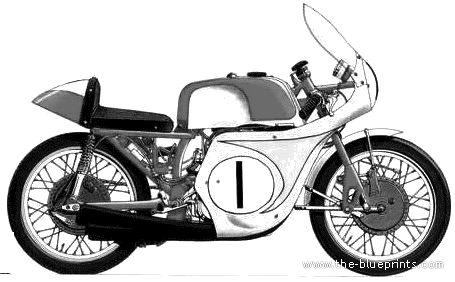 Мотоцикл Honda Mike Hailwood - чертежи, габариты, рисунки