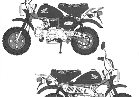 Мотоцикл Honda Monkey - чертежи, габариты, рисунки
