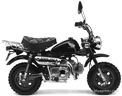 Мотоцикл Honda Monkey (2007) - чертежи, габариты, рисунки