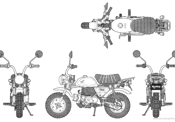 Мотоцикл Honda Monkey DX - чертежи, габариты, рисунки
