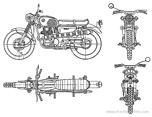 Мотоцикл Honda N360 (1970) - чертежи, габариты, рисунки