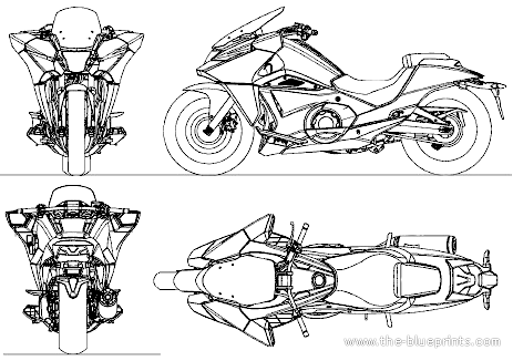Мотоцикл Honda NM4 (2014) - чертежи, габариты, рисунки