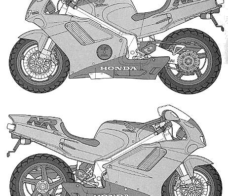 Мотоцикл Honda NR - чертежи, габариты, рисунки