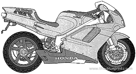 Honda NR motorcycle (1991) - drawings, dimensions, pictures