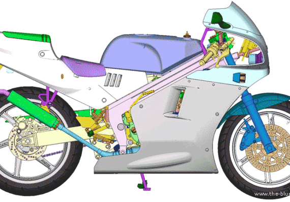 Honda NSR250R motorcycle (1988) - drawings, dimensions, figures