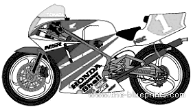 Мотоцикл Honda NSR250 HRC (1991) - чертежи, габариты, рисунки