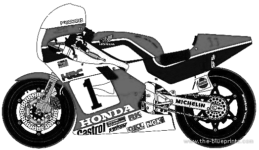 Мотоцикл Honda NSR500 (1984) - чертежи, габариты, рисунки
