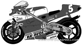 Мотоцикл Honda NSR500 (1995) - чертежи, габариты, рисунки