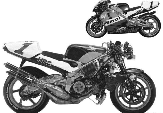 Мотоцикл Honda NSR500 (1996) - чертежи, габариты, рисунки