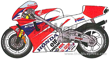 Мотоцикл Honda NSR500 HRC (1994) - чертежи, габариты, рисунки