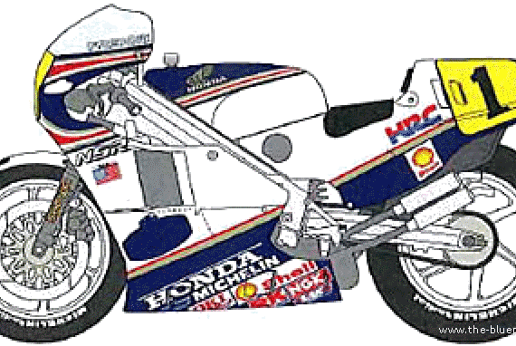 Мотоцикл Honda NSR 500 (1986) - чертежи, габариты, рисунки