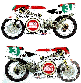 Мотоцикл Honda NSR 500 (1989) - чертежи, габариты, рисунки