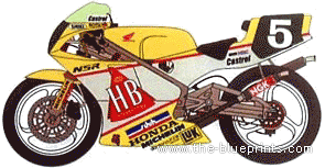 Мотоцикл Honda NSR 500 (1990) - чертежи, габариты, рисунки