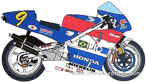 Мотоцикл Honda NSR 500 (1995) - чертежи, габариты, рисунки