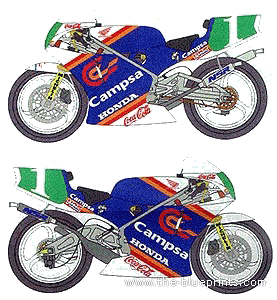 Мотоцикл Honda NSR 500 (1999) - чертежи, габариты, рисунки
