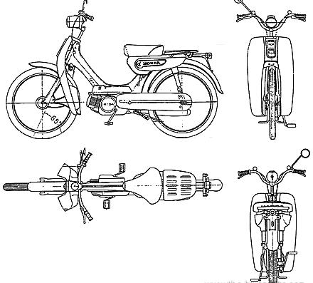 Honda PC50 motorcycle (1969) - drawings, dimensions, pictures