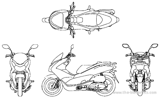 Мотоцикл Honda PCX (2013) - чертежи, габариты, рисунки