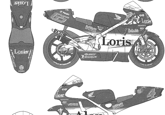Мотоцикл Honda Pons NSR500 (2001) - чертежи, габариты, рисунки