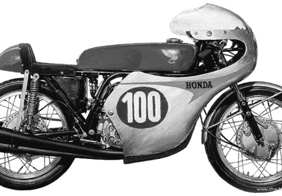 Мотоцикл Honda RC162 (1961) - чертежи, габариты, рисунки