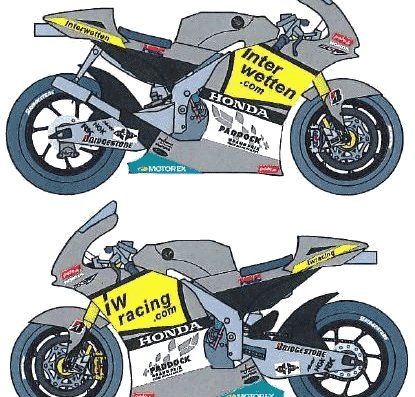 Мотоцикл Honda RC212V MotoGP (2010) - чертежи, габариты, рисунки