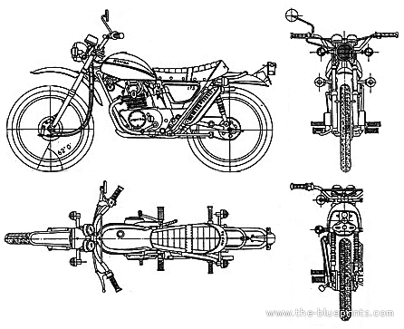 Мотоцикл Honda SL175 (1970) - чертежи, габариты, рисунки