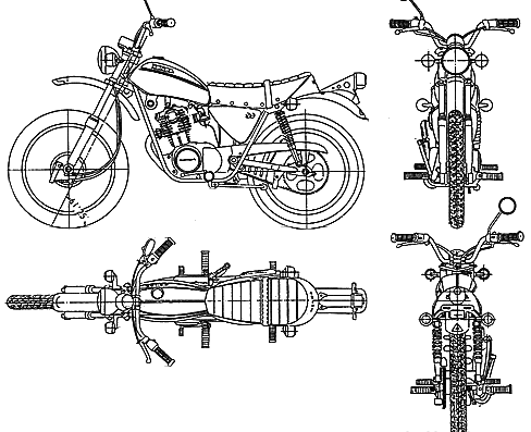 Мотоцикл Honda SL90 (1970) - чертежи, габариты, рисунки