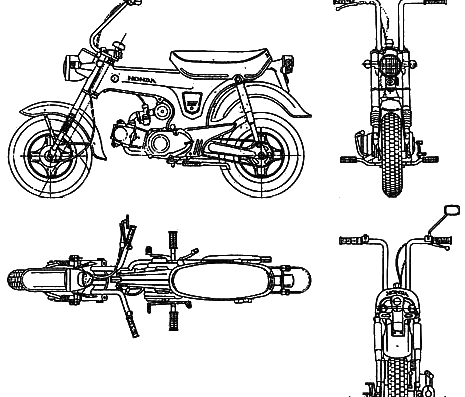 Мотоцикл Honda ST50 (1969) - чертежи, габариты, рисунки