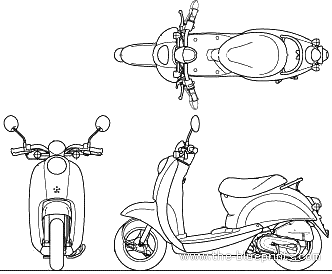 Мотоцикл Honda Scoopy 50 (2010) - чертежи, габариты, рисунки