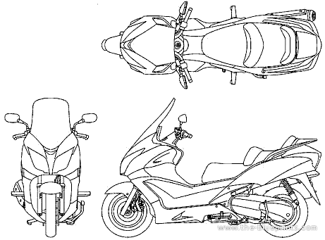 Мотоцикл Honda Silver Wing 600 (2010) - чертежи, габариты, рисунки