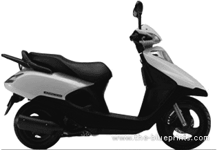 Мотоцикл Honda Spacy 100 (2007) - чертежи, габариты, рисунки