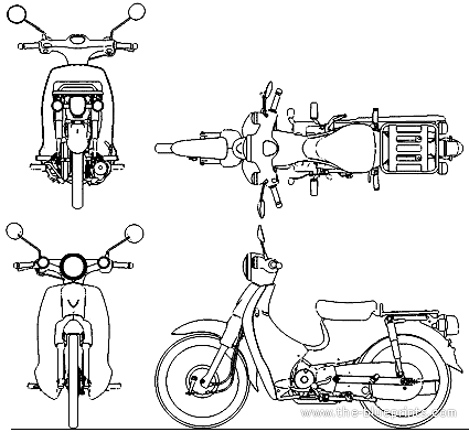 Мотоцикл Honda Super Cub 110 (2010) - чертежи, габариты, рисунки