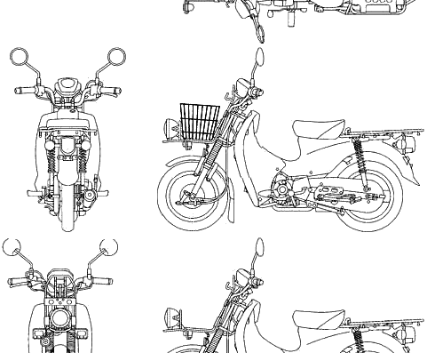 Мотоцикл Honda Super Cub 110 Pro (2010) - чертежи, габариты, рисунки