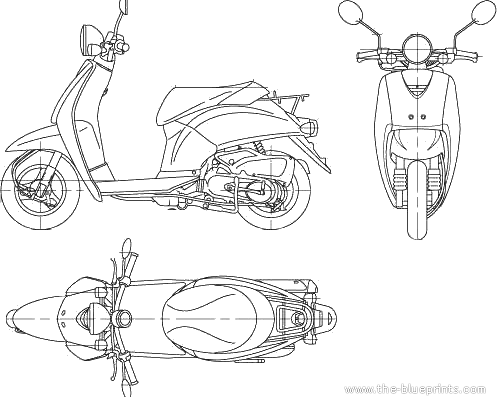 Мотоцикл Honda Today (2006) - чертежи, габариты, рисунки
