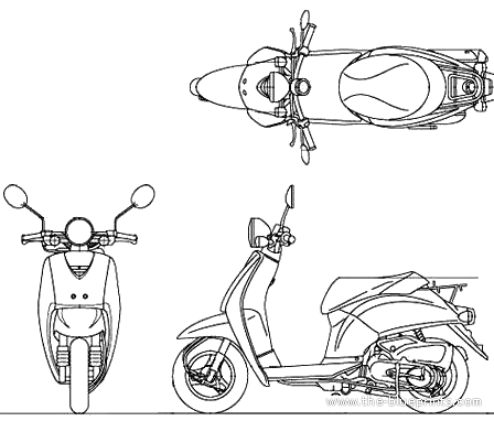Мотоцикл Honda Today 50 (2010) - чертежи, габариты, рисунки
